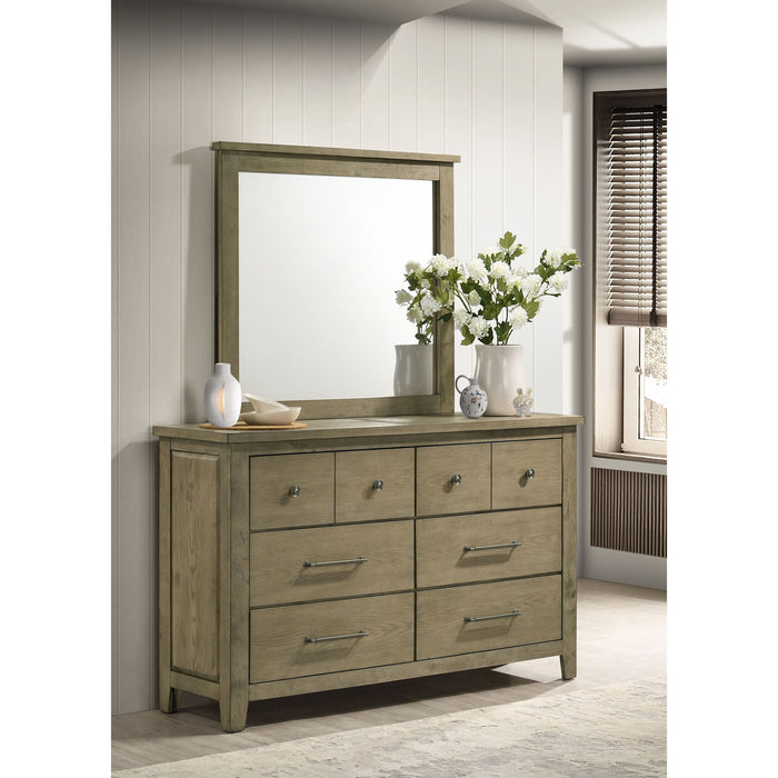 Pelton - 6 Drawer Dresser With Mirror - Oak Furniture Max