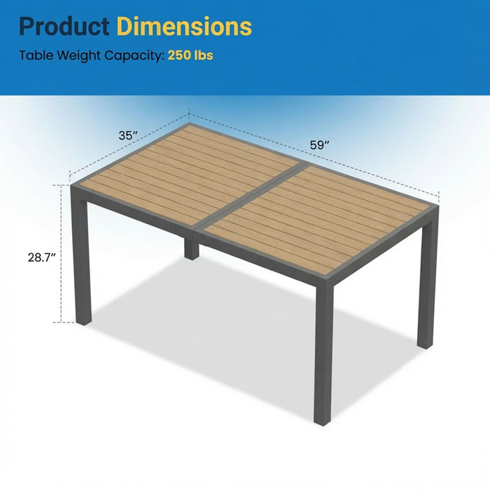 Rectangle Outdoor Patio Table With Slatted Top - Gray Home Essentials