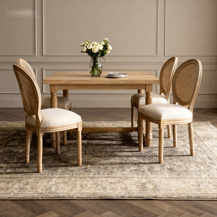 Dining Chairs, Upholstered With Round Back (Set of 2) - Beige Home Essentials