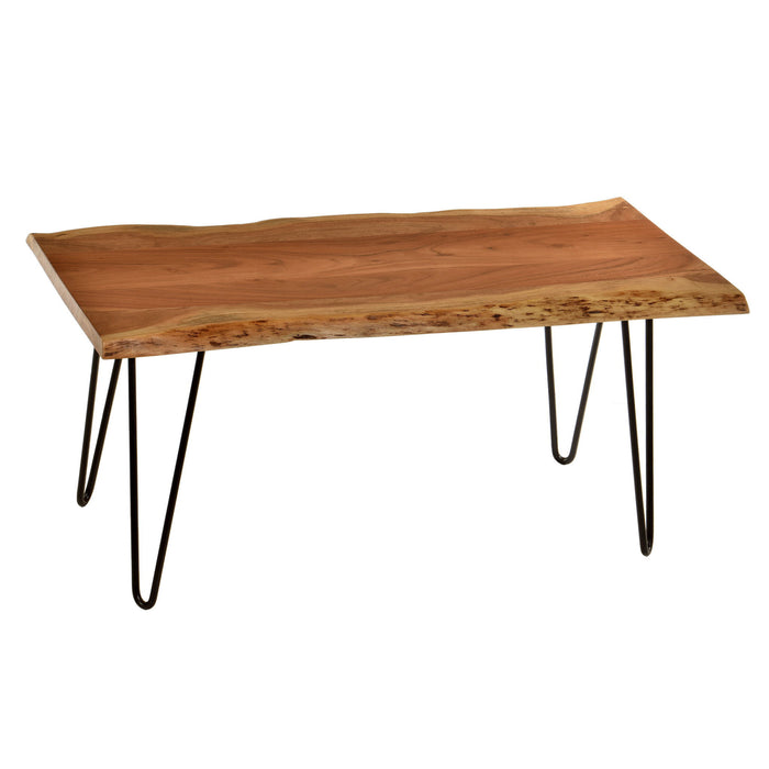 Solid Wood And Iron Coffee Table - Natural And Black