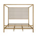 Canopy Bed With Tall Upholstered Headboard, 4 Poster Frame Hearth and Haven