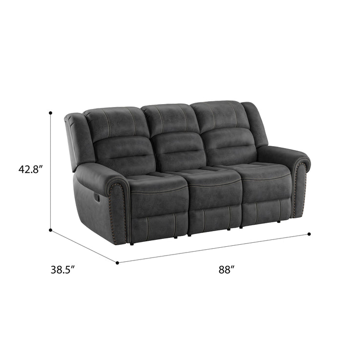 Reclining Sofa - Gray - Faux Leather Emerald Home