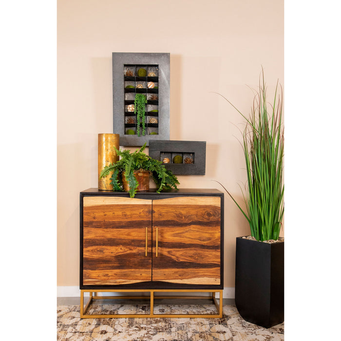 Denali - 2 Door Accent Cabinet With Variegated Grain Doors And Soft Base - Walnut Furniture Max