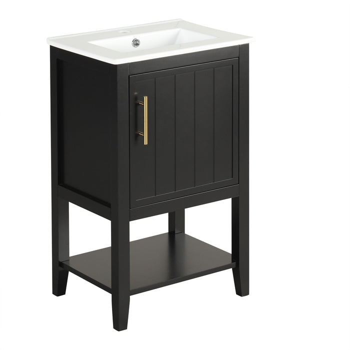 Modern Bathroom Vanity With Sink, Soft-Closing Door And Open Shelf Hearth and Haven