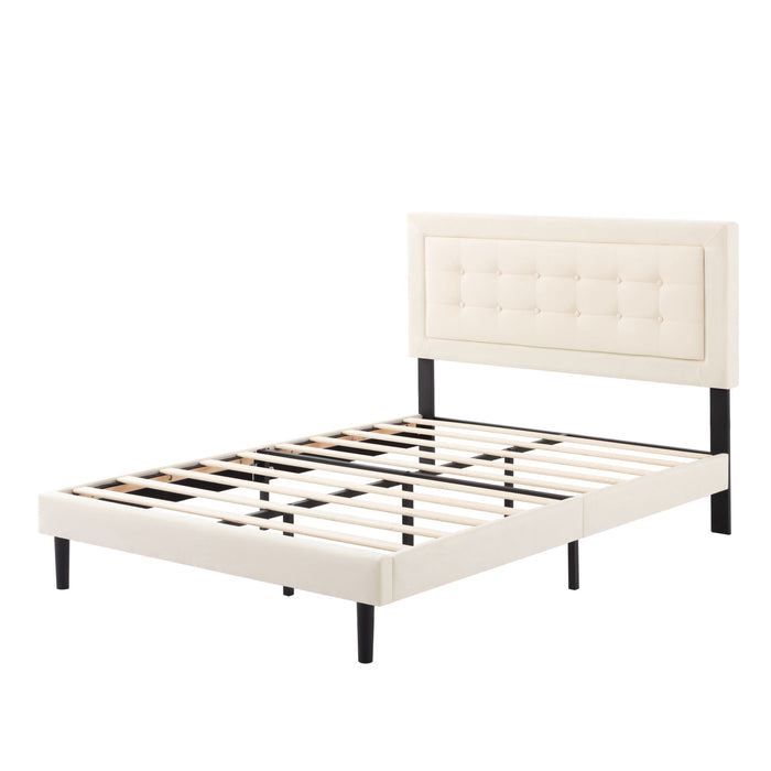 Upholstered Platform Bed With Slats Home Essentials