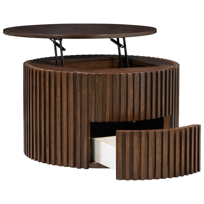 Round Lift Top Coffee Table With Hidden Storage For Living Room Hearth and Haven