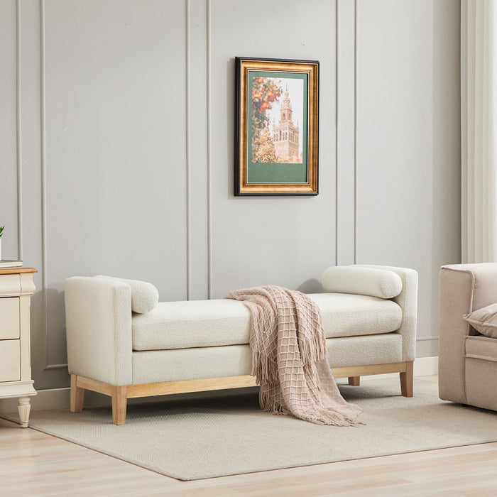 Upholstered End Of Bed Bench With Arms & 2 Bolsters For Bedroom Home Essentials