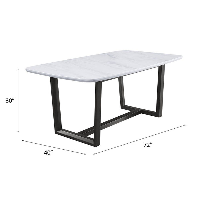 Madan - Dining Table With Marble Top - Marble Top & Weathered Gray ACME