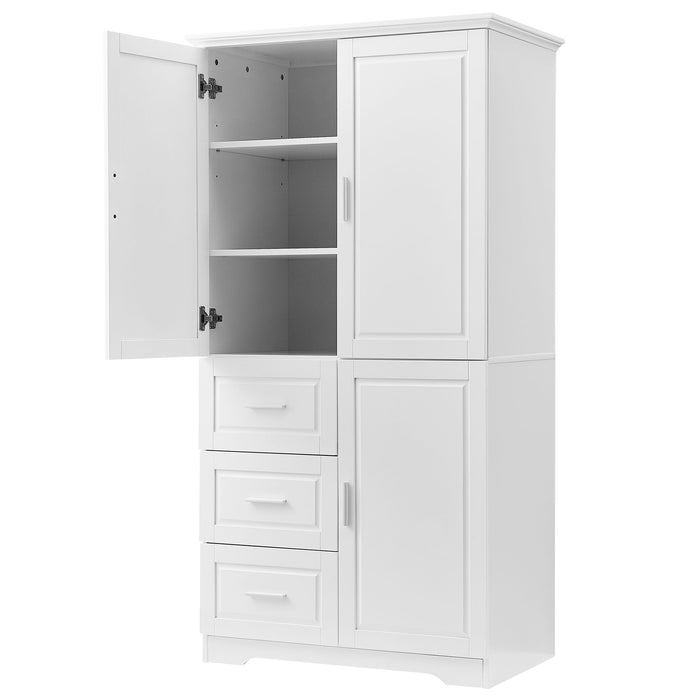 Tall And Wide Storage Cabinet With Doors, 3 Drawers Hearth and Haven