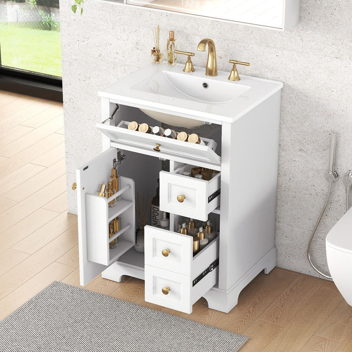 Modern Bathroom Vanity With Sink, 3 Drawers & Cabinet With 2 Tier Door Storage Hearth and Haven