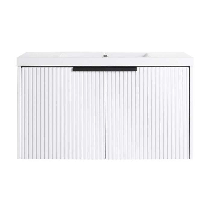 Contemporary Wall Mounted Bathroom Vanity With Resin Double Sink