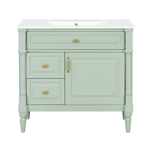 Freestanding Bathroom Vanity With Sink, Adjustable Shelf, Flip Drawer Hearth and Haven