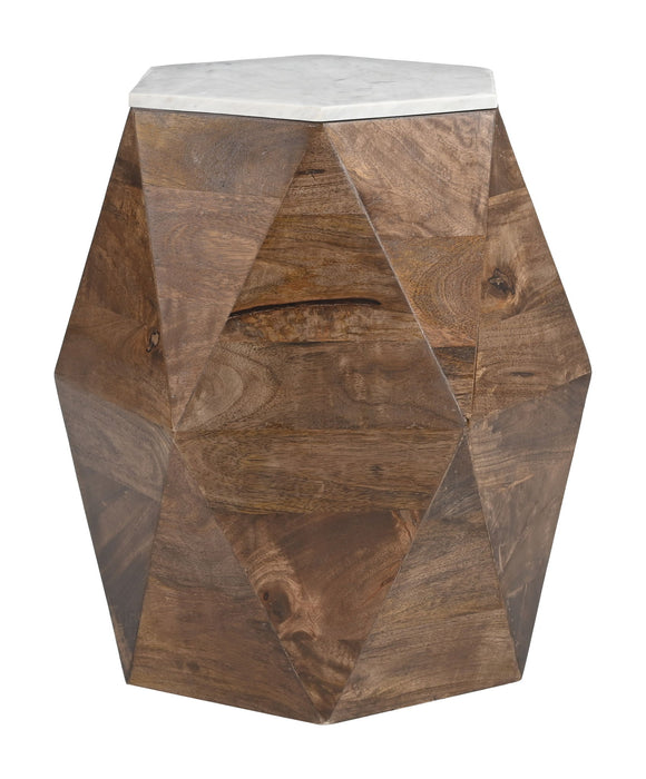 Bisel - Side Table - White / Walnut Zuo Modern