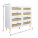 8 Drawers Chest Of Drawers With Rattan Drawer Face Golden Legs And Handles - White Home Essentials