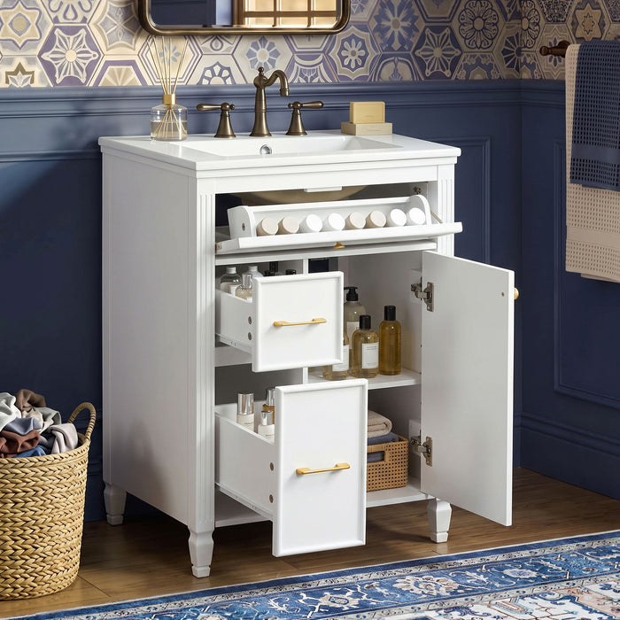Freestanding Bathroom Vanity With Sink, Soft Close Door, Tip Out Drawer Noble House