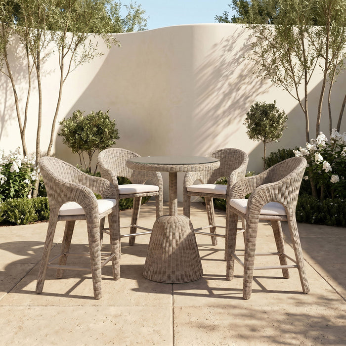 Seacrest - Olefin Water Resistant Fabric And Wicker Outdoor Patio Bar Stool Meridian Furniture