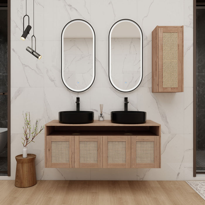 Bathroom Vanity With Art Sink And Side Cabinet, Float Mounting Design Home Essentials