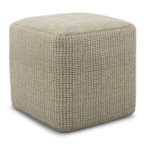 Zelma - Square Woven Outdoor / Indoor Pouf - Cream / Natural Simpli-Home