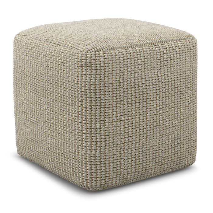 Zelma - Square Woven Outdoor / Indoor Pouf - Cream / Natural Simpli-Home