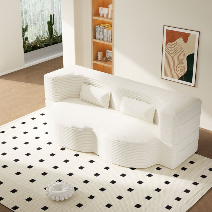 Floor Sofa With 2 Pillows, Convertible Twin Size Mattress For Living Room Home Essentials