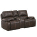 Power Reclining Loveseat With USB Port Leather Upholstered, Built In Cup Holder - Chocolate Home Essentials
