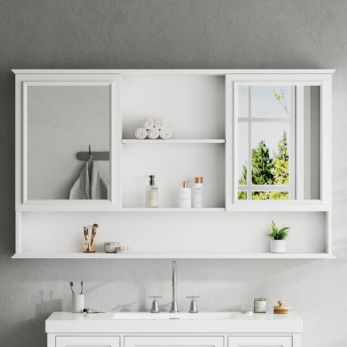 Wall Mounted Bathroom Medicine Cabinet With Double Mirrored Doors Noble House