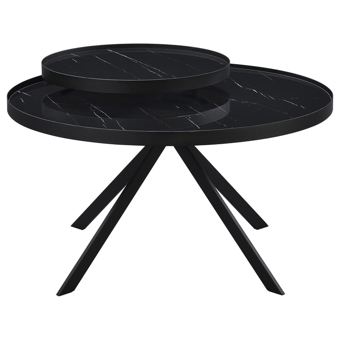 Shayne - Round Top Coffee Table With 2 Tier Design Furniture Max