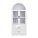 Arched Top Storage Cabinet With Fixed 2 Tier Shelves, 2 Large Drawers Noble House