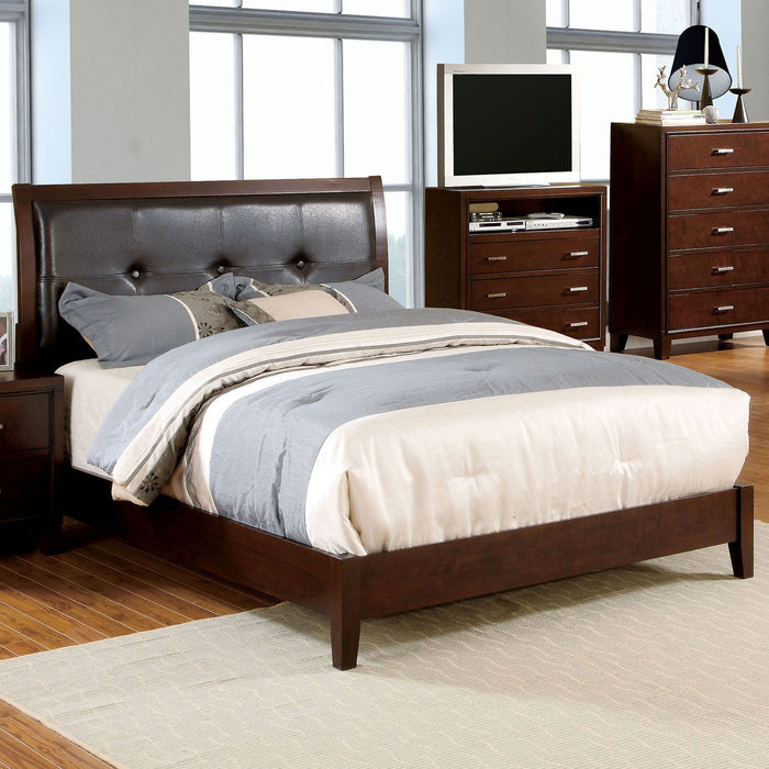 Eastern King Bed With Button Tufted Headboard - Brown Home Essentials
