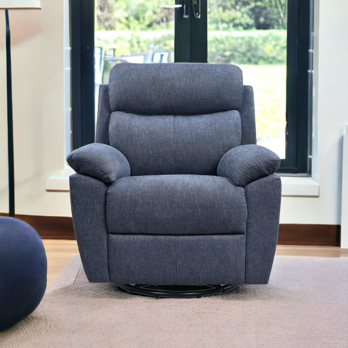 Fabric Power Recliner With USB - Blue