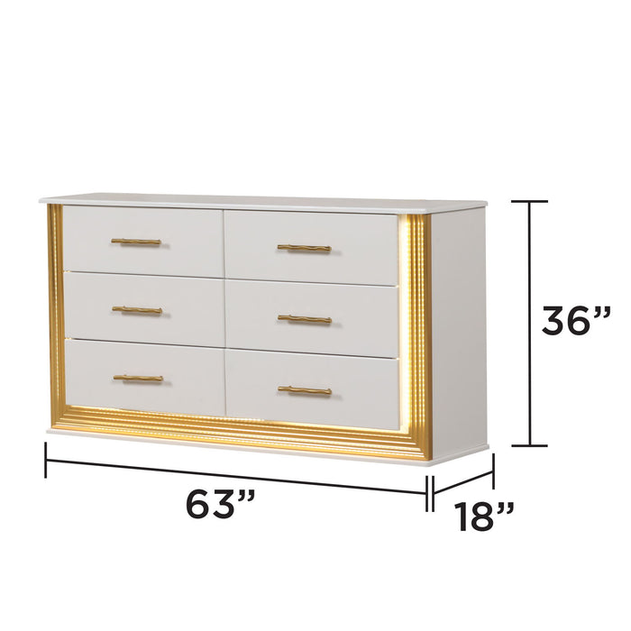 Obsession - 6 Drawer Dresser - White Matrix Furniture Group