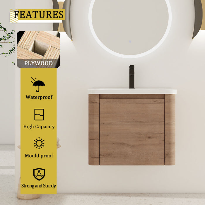 Wall Mounted Bathroom Vanity With Sink & 1 Soft Close Door Home Essentials