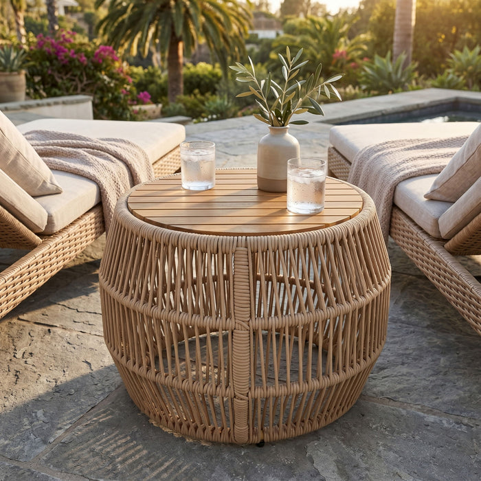 Round Side Table With Rope Frame Noble House