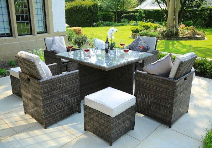 9 Piece Glass Dining Set - Clear And Gray