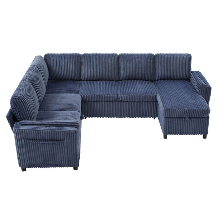 Convertible U-Shaped Sectional Sofa Bed With USB Ports And Storage Hearth and Haven