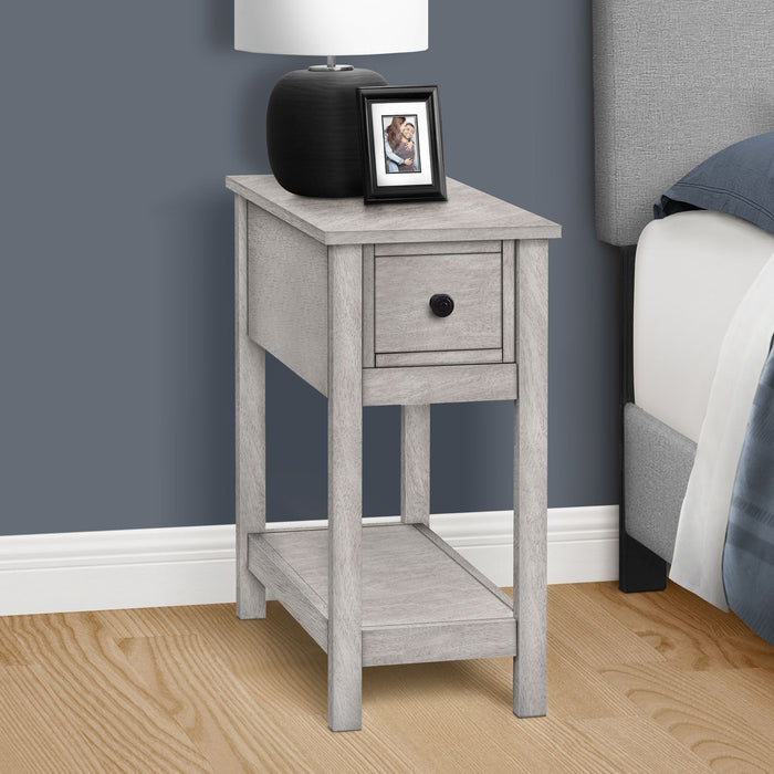 Accent End Table, 2 Tier, Narrow, Lamp, Storage Drawer, Charming Design 8th Street