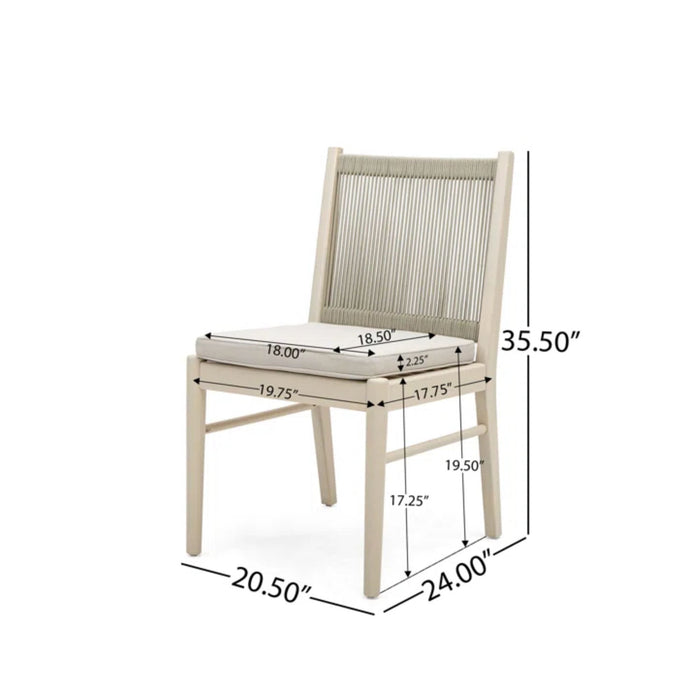 Cordoba - Dining Chair (Set of 2) With Acacia Wood Frame And Water Repellent Fabric - Beige / Yellow Noble House