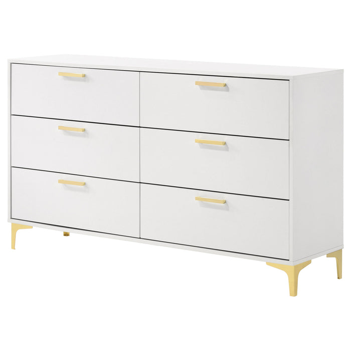 Karena - Rectangular 6 Drawer Dresser - White Furniture Max