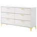 Karena - Rectangular 6 Drawer Dresser - White Furniture Max