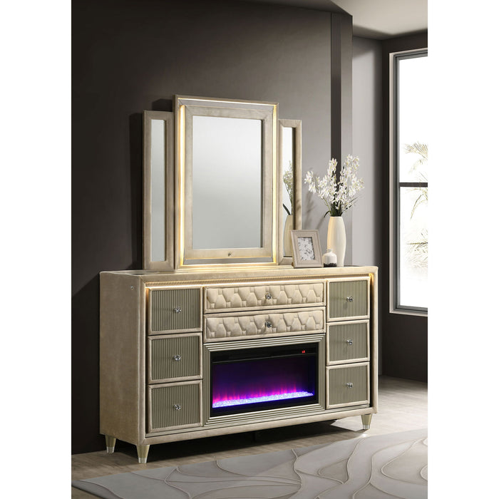 Mika - 8 Drawer LED Dresser And Mirror Set - Ivory Furniture Max
