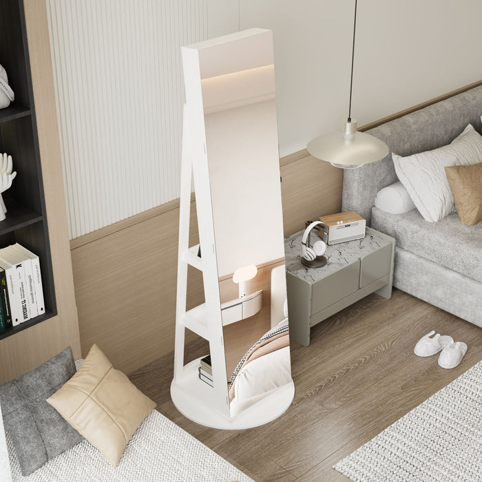 Swivel Jewelry Cabinet With Full Length Mirror Daily Nest