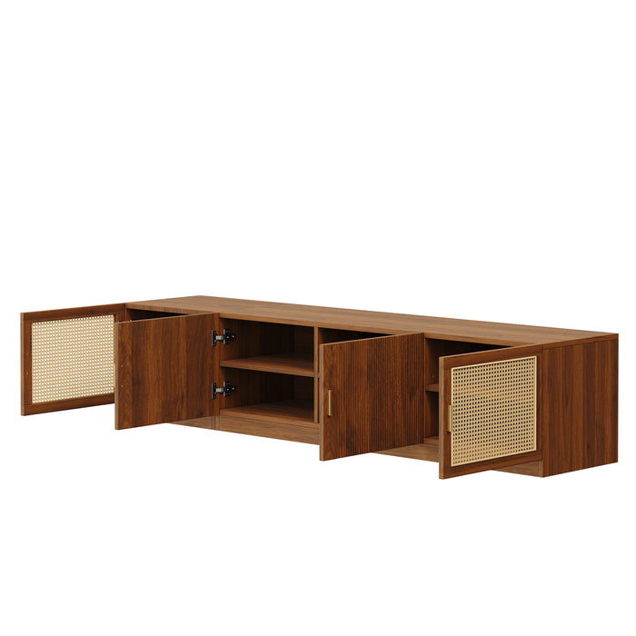 78" TV Stand For TVs Up To 85", Media Console, Adjustable Shelves - Walnut Hearth and Haven