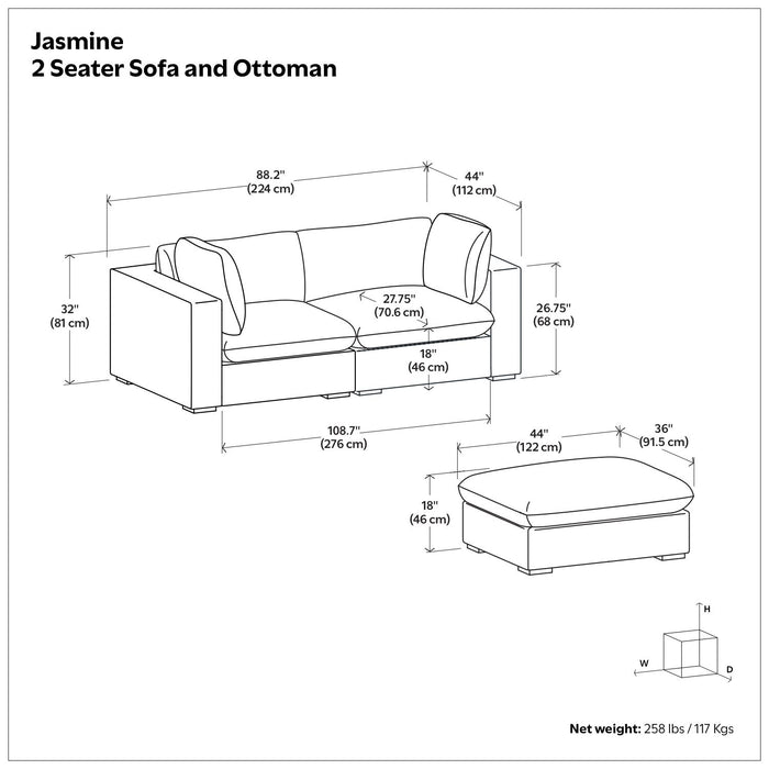 Jasmine - Handcrafted Sofa And Ottoman Simpli-Home