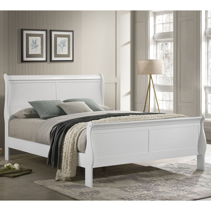 Mckee - Queen Sleigh Panel Bed With Curved Legs - White
