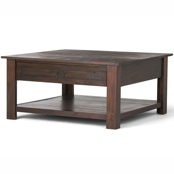 Monroe - Square Coffee Table - Distressed Charcoal Brown