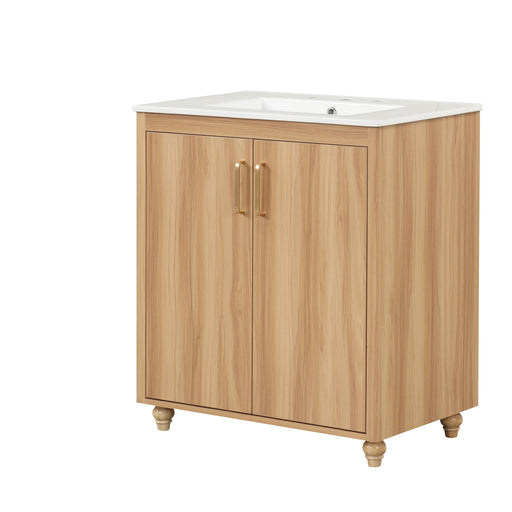 30" Bathroom Vanity With Sink, Cabinet With Doors And Drawer, Rectangular Shape - Natural Hearth and Haven