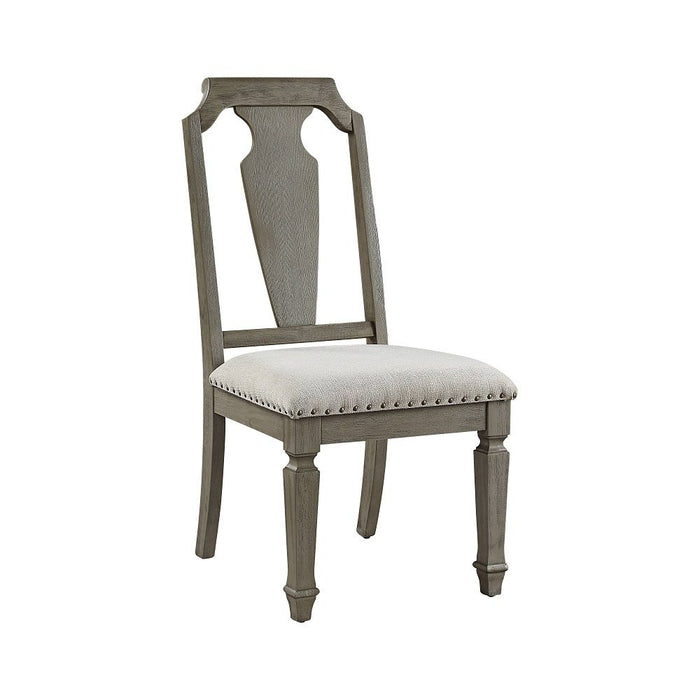 Zumala - Side Chair Set of 2) - Beige Linen & Weathered Oak
