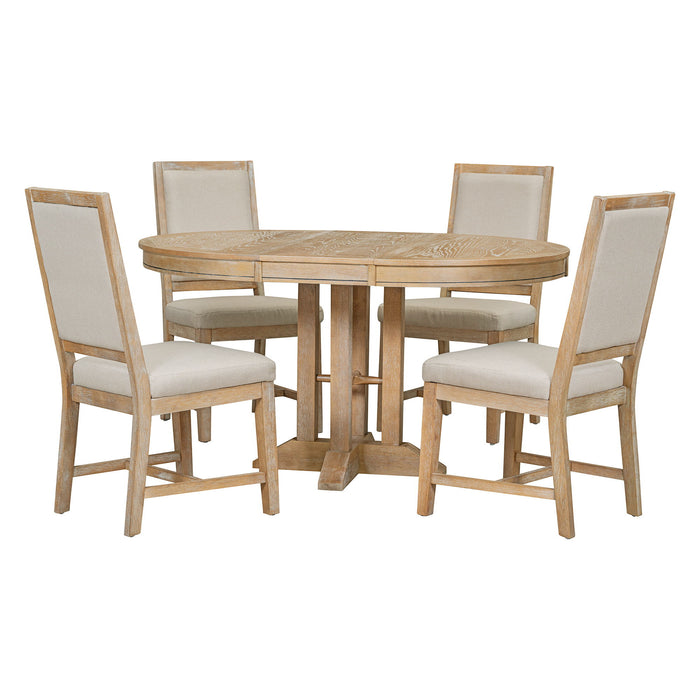 Dining Set & Extendable Round Table And 4 Upholstered Chairs Hearth and Haven
