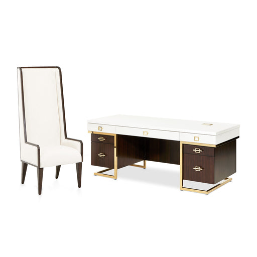 Belmont Place - Desk And Chair - Espresso Michael Amini