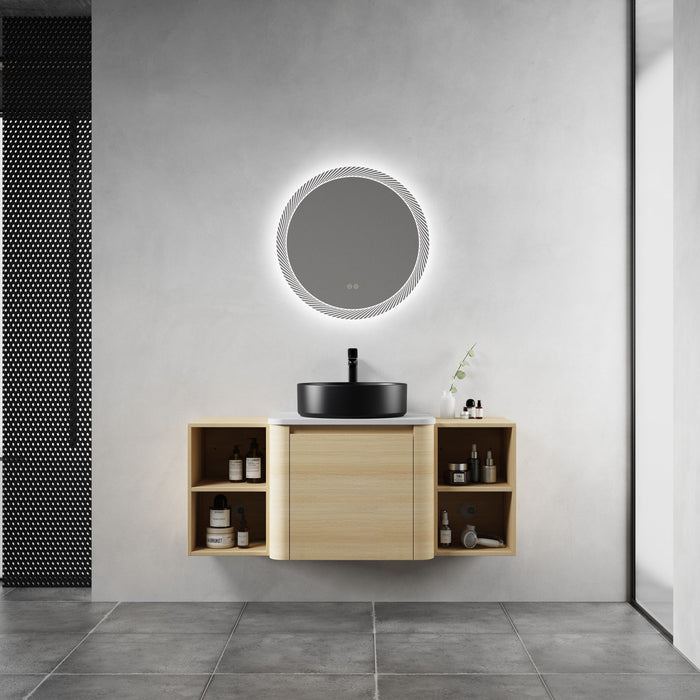 Mounted Bathroom Vanity With Art Sink, 2 Storage Shelves, Soft Close Door Home Essentials